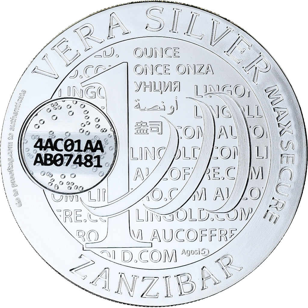 Zanzibar, 1000 Shillings, 1 Vera Silver Oz, 2015, Proof, Srebro, MS(65-70)