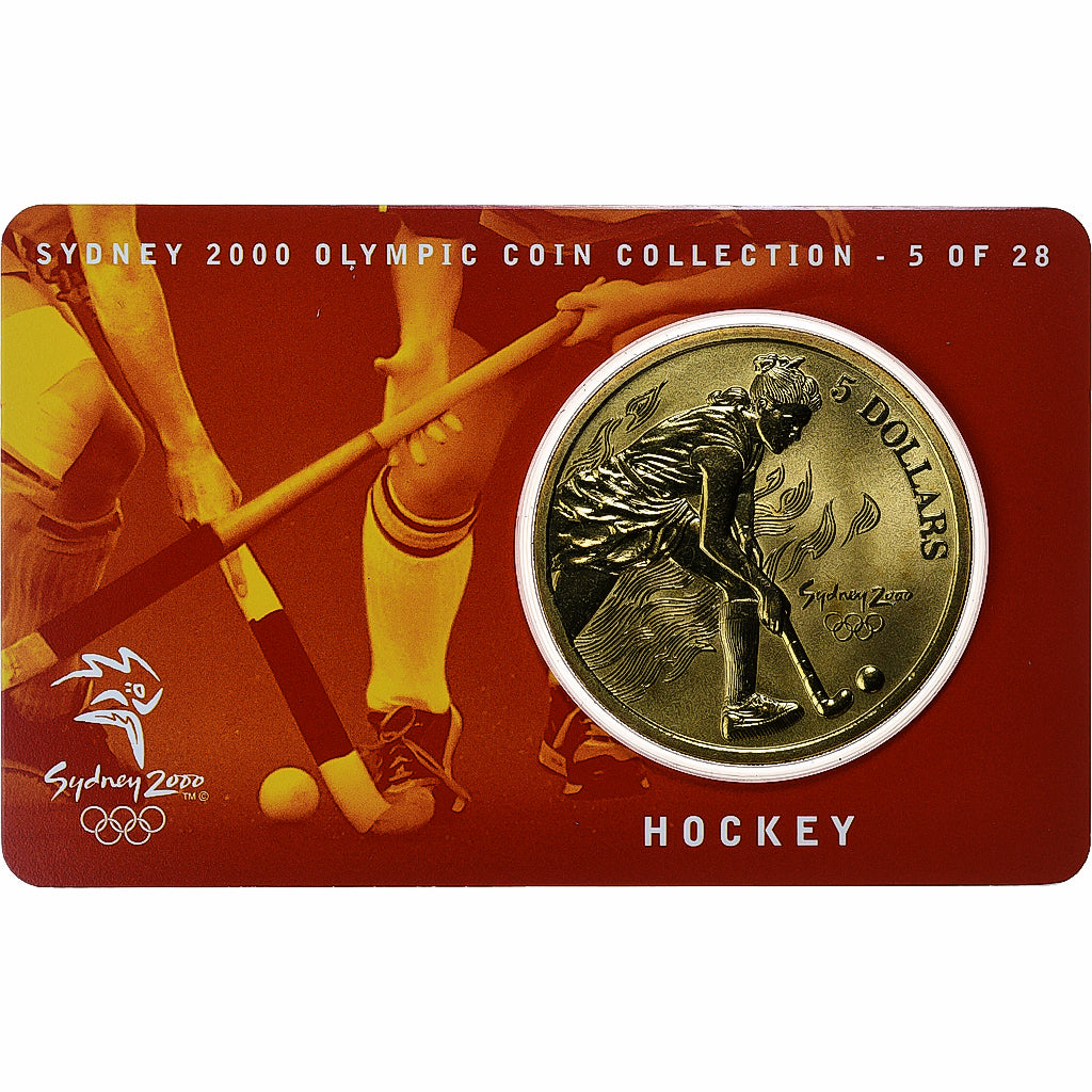 Australie, Elizabeth II, 5 Dollars, XXVII Olympics, Sydney - Hockey 5/28, 2000