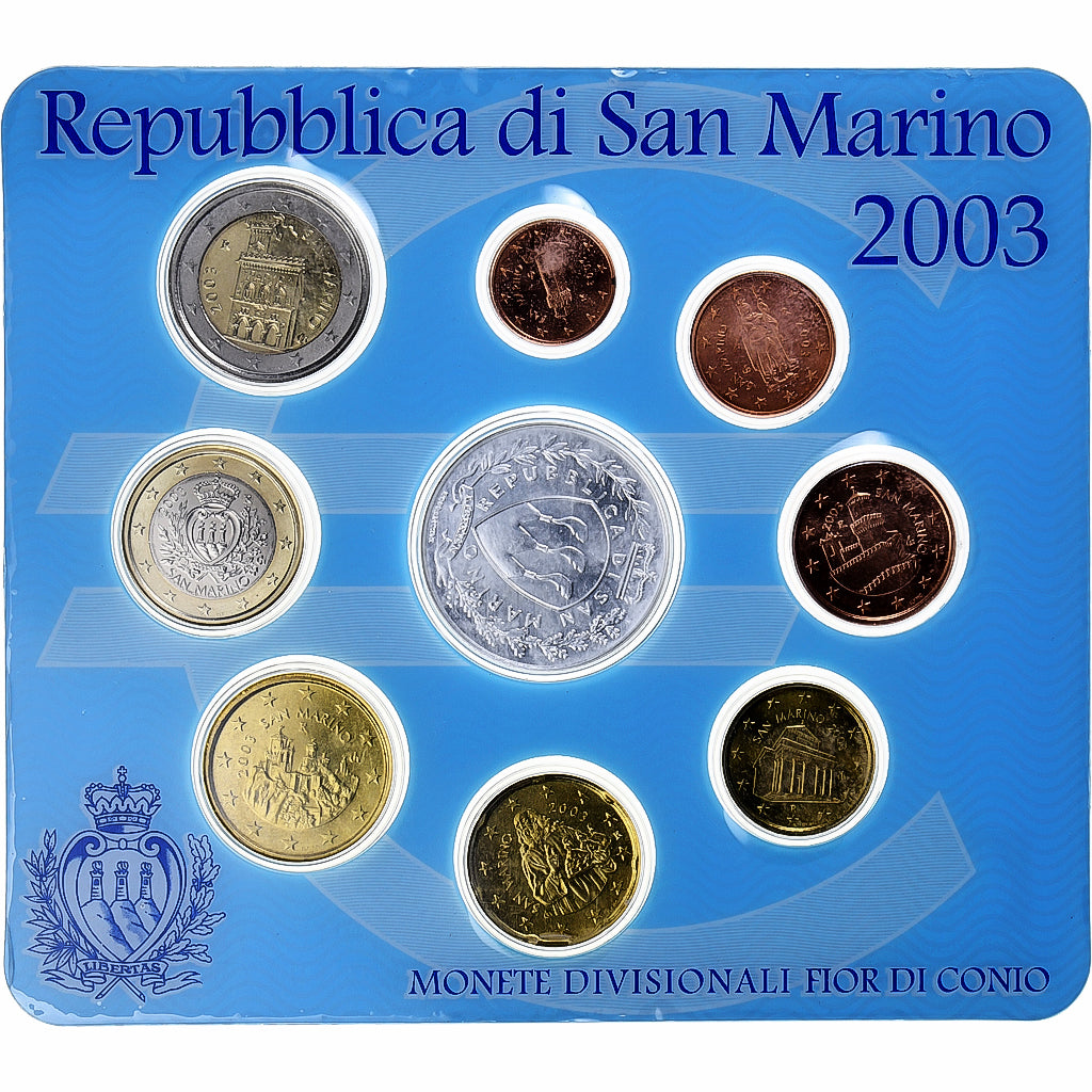 San Marino, Set 1 ct. - 5 Euro, Série Divisionnelle, Coin card.FDC, 2003, Rome