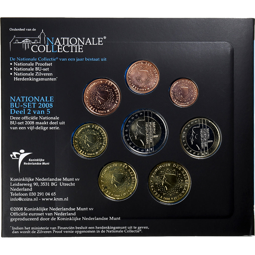 Pays-Bas, Set 1 cts. - 2 Euro, BU, 2008, Utrecht, FDC