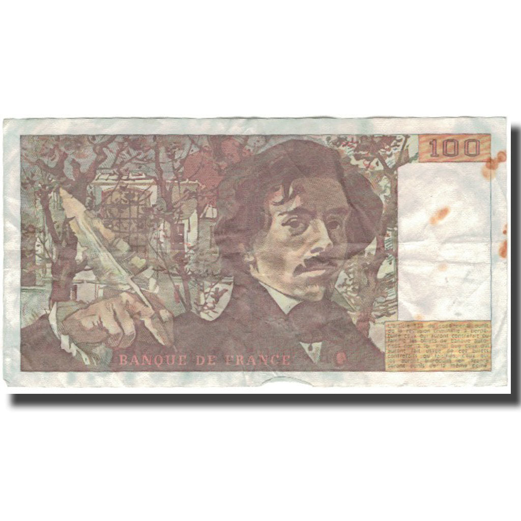 France, 100 Francs, Delacroix, 1980, VF(20-25), Fayette:69.4a, KM:154b