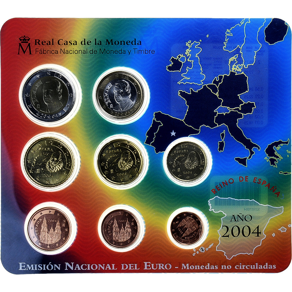 Hiszpania, Set 1 ct. - 2 Euro, Coin card, 2004, Madrid, ND, MS(65-70)