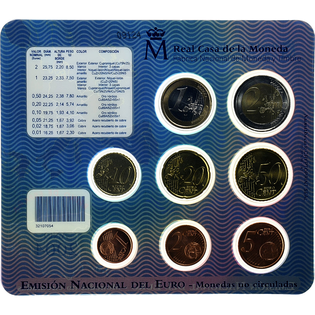 Hiszpania, Set 1 ct. - 2 Euro, Coin card, 2004, Madrid, ND, MS(65-70)