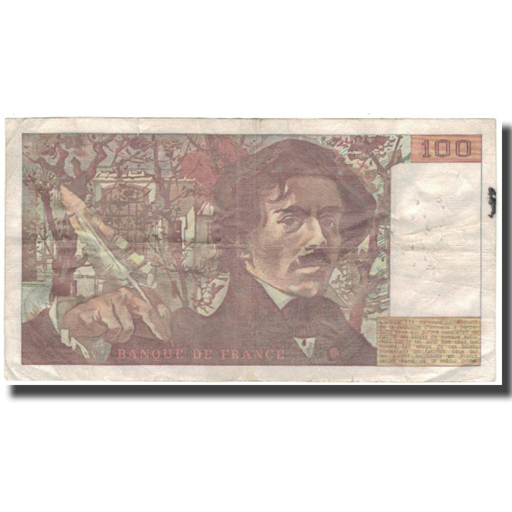 França, 100 Francs, Delacroix, 1979, F(12-15), Fayette:69.3, KM:154b