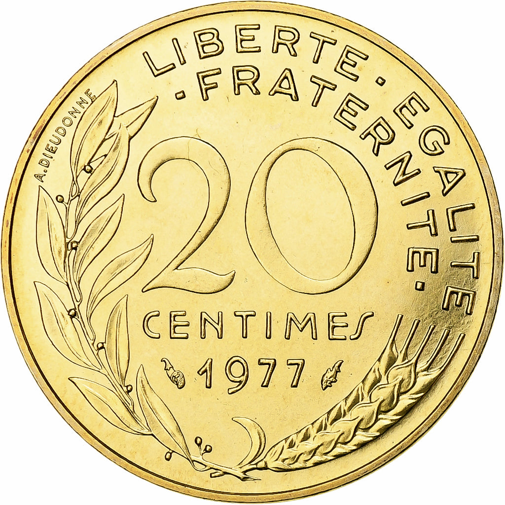 Frankreich, 20 Centimes, Marianne, 1977, Paris, série FDC, Copper-nickel