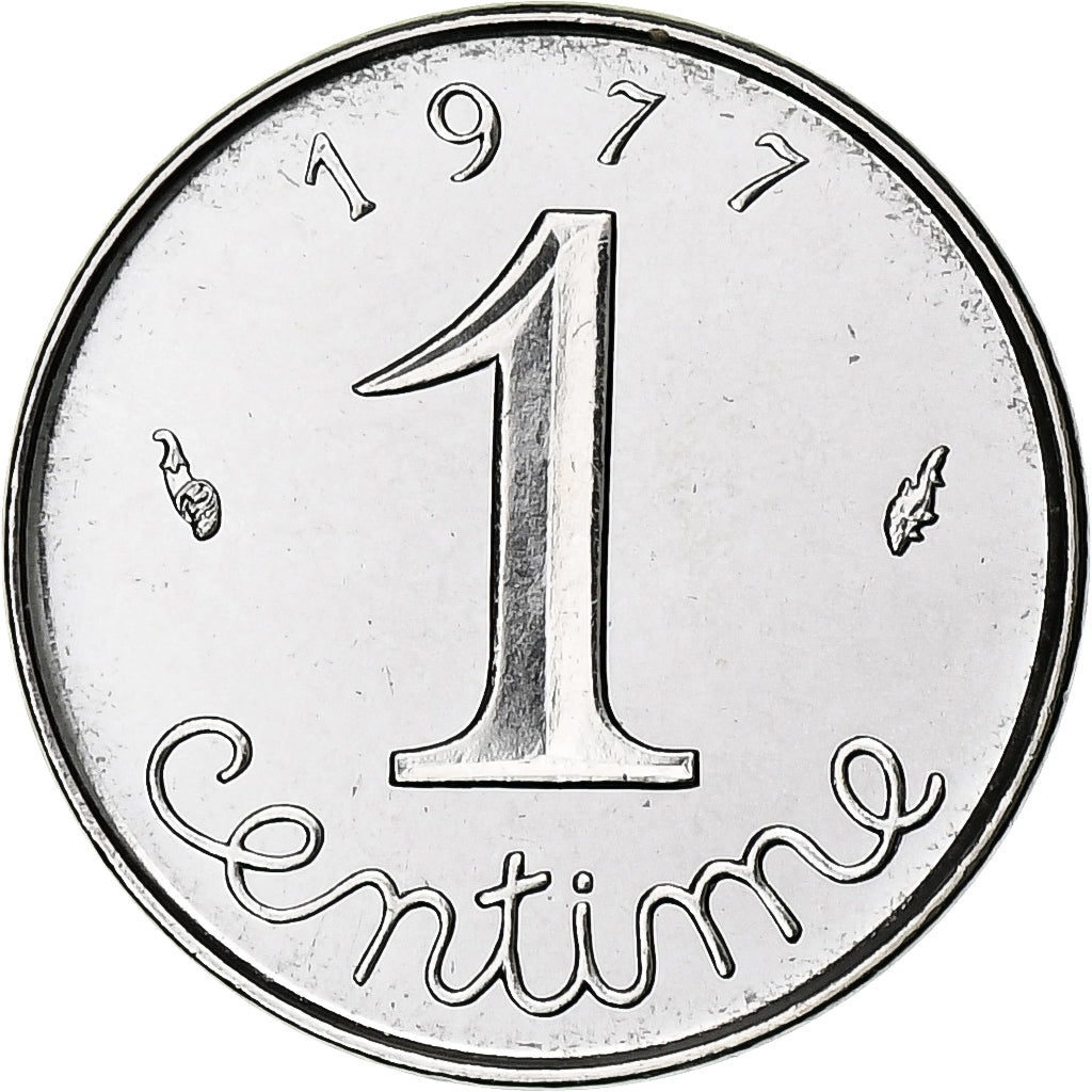 Frankreich, 1 Centime, Épi, 1977, Paris, série FDC, Stainless Steel, STGL