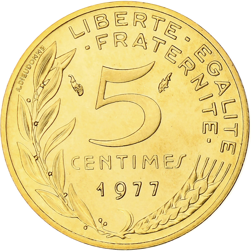 Frankreich, 5 Centimes, Marianne, 1977, Paris, série FDC, Aluminum-Bronze