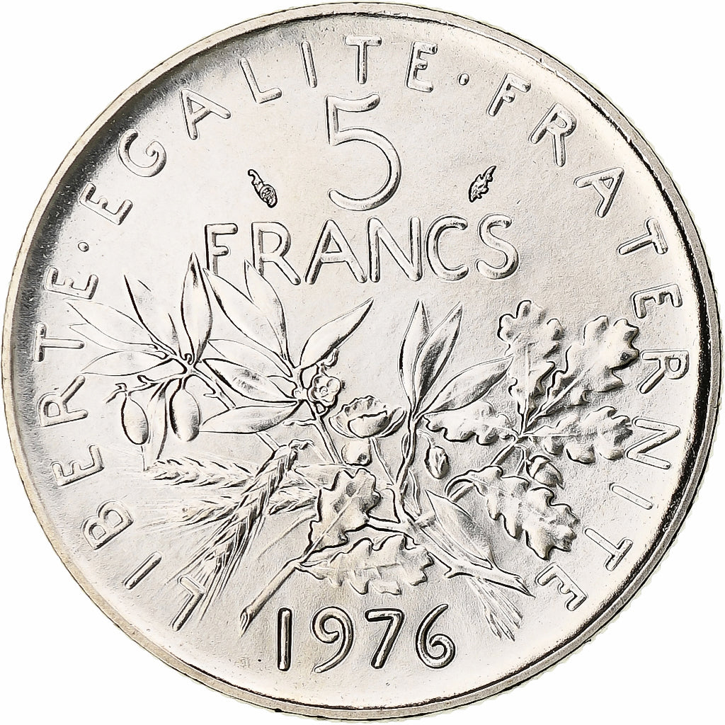 Francia, 5 Francs, Semeuse, 1976, Paris, série FDC, Cuproníquel, FDC