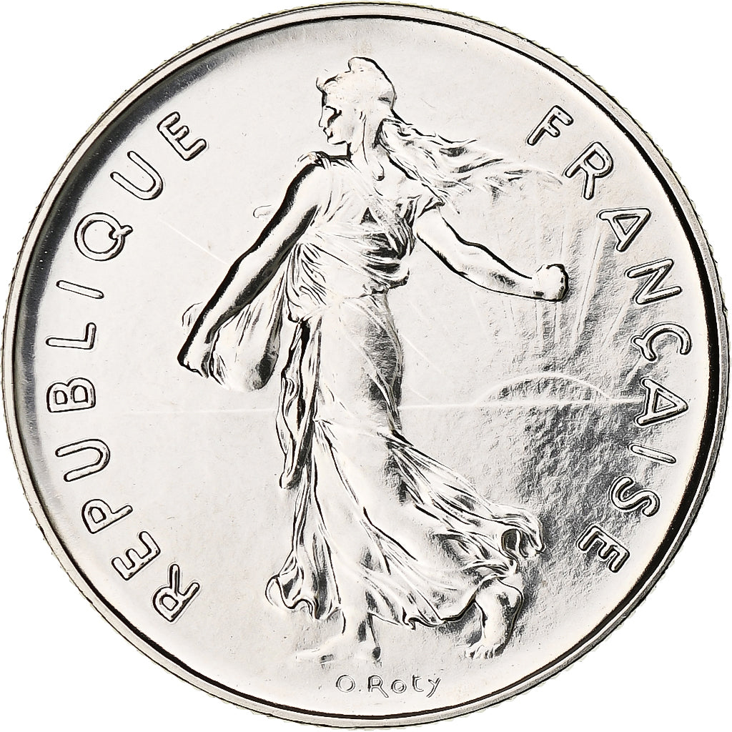 Francia, 5 Francs, Semeuse, 1977, Paris, série FDC, Cuproníquel, FDC