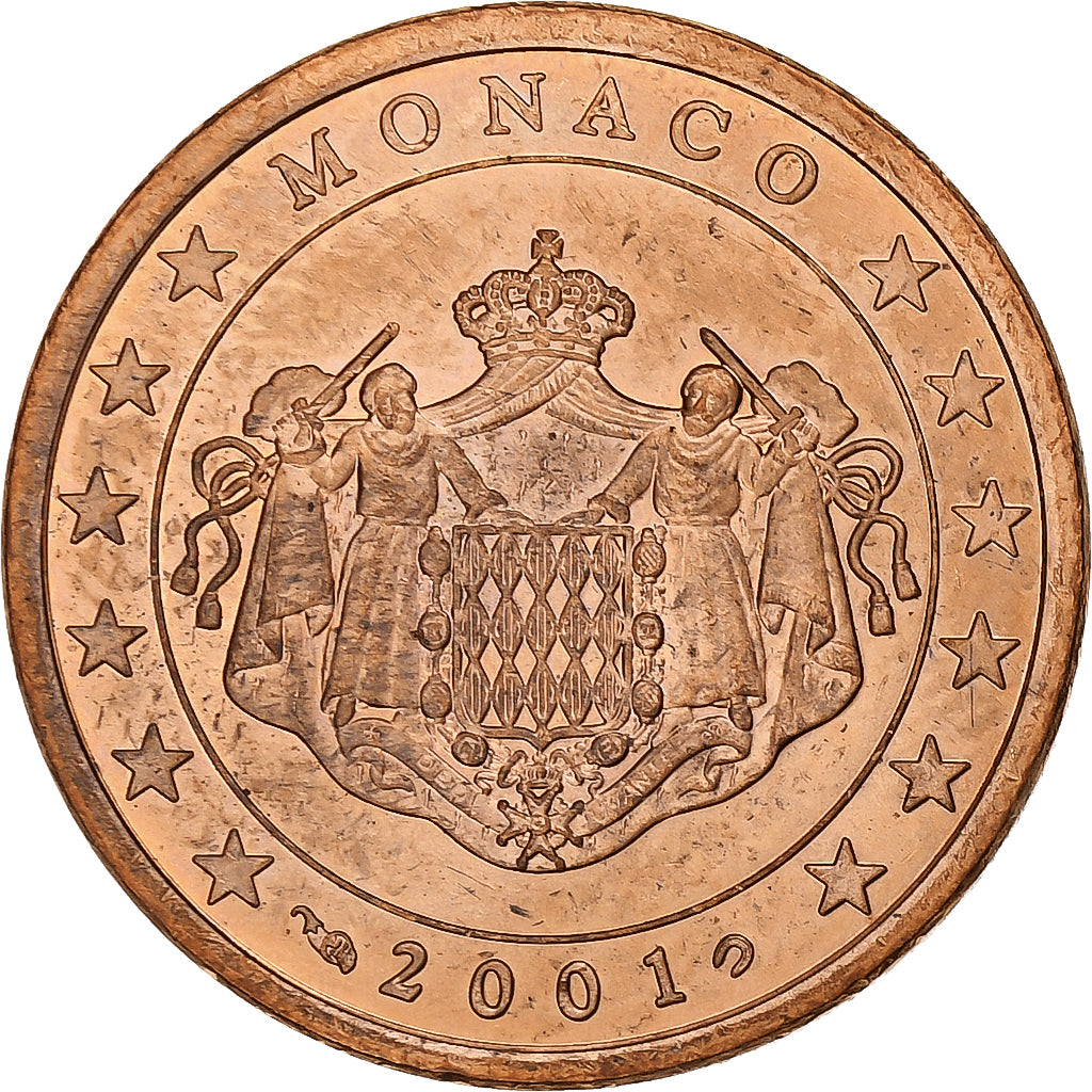 Monaco, Rainier III, 5 Euro Cent, 2001, Paris, Cuivre plaqué acier, SPL+