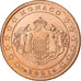 Mónaco, Rainier III, 5 Euro Cent, 2001, Paris, Aço Cromado a Cobre, MS(64)