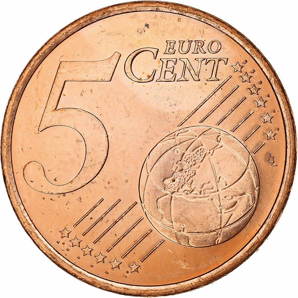 Mónaco, Rainier III, 5 Euro Cent, 2001, Paris, Aço Cromado a Cobre, MS(64)
