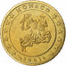 França, Rainier III, 50 Euro Cent, 2001, Paris, Nordic gold, MS(64), KM:172