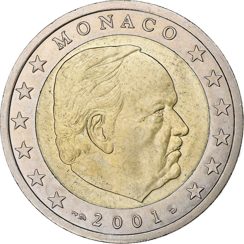 France, Rainier III, 2 Euro, 2001, Paris, Bi-Metallic, MS(64), KM:174