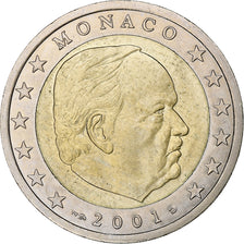 Francja, Rainier III, 2 Euro, 2001, Paris, Bimetaliczny, MS(64), KM:174
