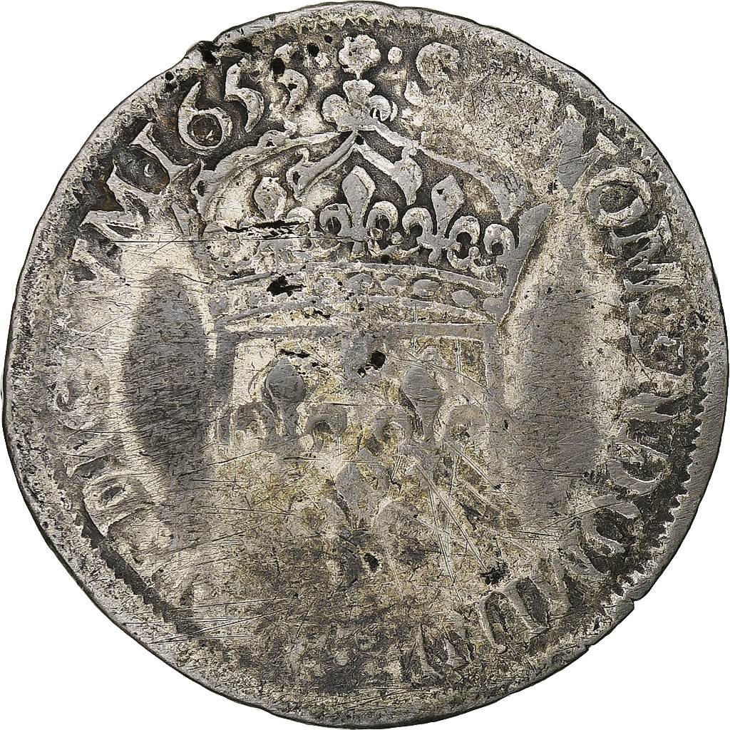 France, Louis XIV, 1/2 Ecu, 1653, Uncertain mint, Contemporary imitation