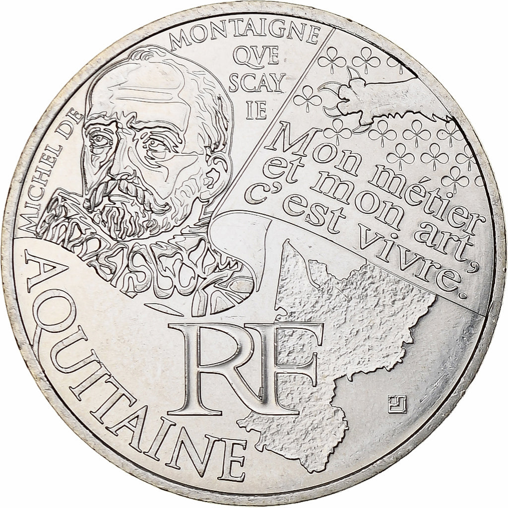 France, 10 Euro, Aquitaine, 2012, MDP, Silver, MS(64)