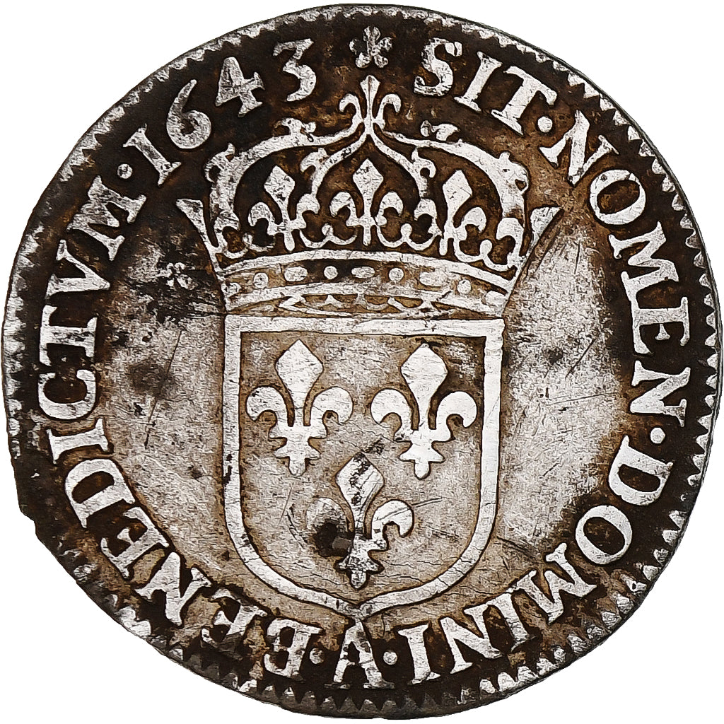 Francia, Louis XIII, 1/12 Ecu, 2ème poinçon de Warin, 1643, Paris, rose