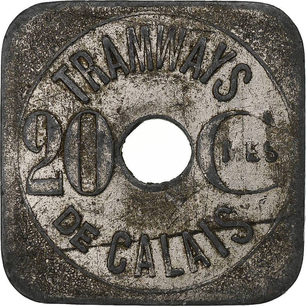 France, Tramways de Calais, 20 Centimes, n.d., Nickel plated zinc, EF(40-45)