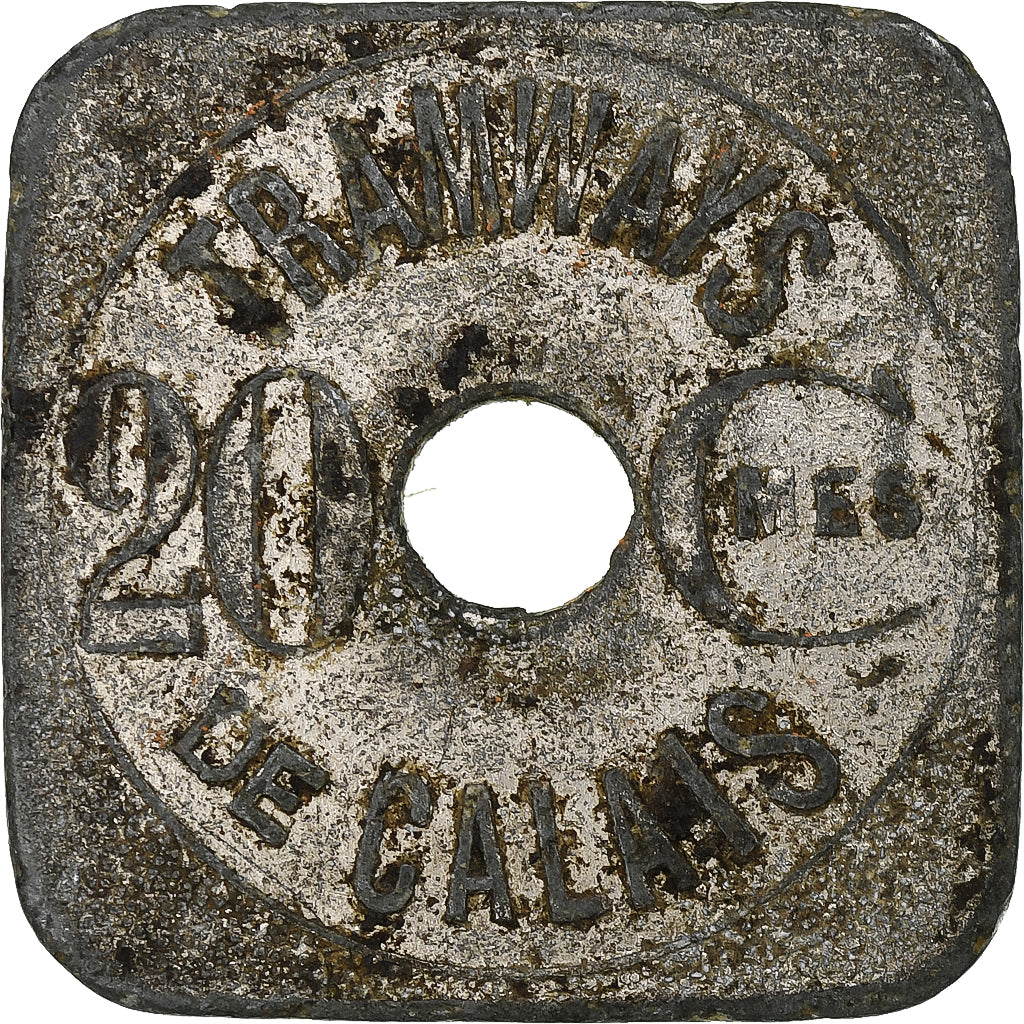 France, Tramways de Calais, 20 Centimes, n.d., Nickel plated zinc, EF(40-45)