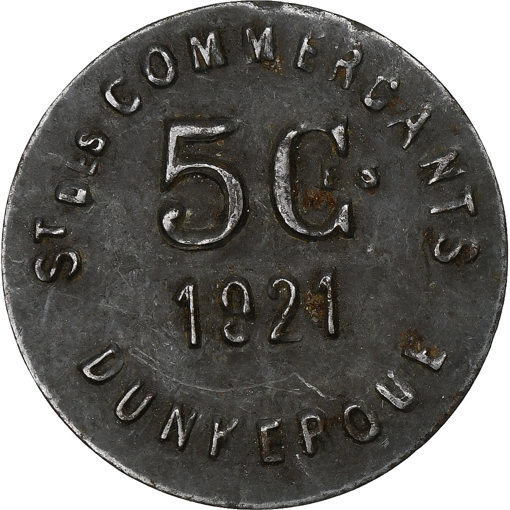 France, Société des Commerçants - Dunkerque, 5 Centimes, 1921, TTB, Iron