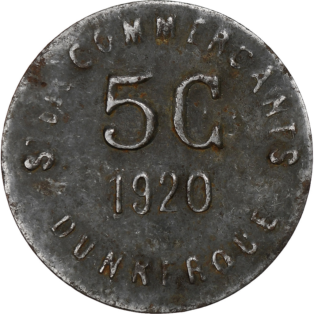 France, Société des Commerçants - Dunkerque, 5 Centimes, 1920, TTB, Iron