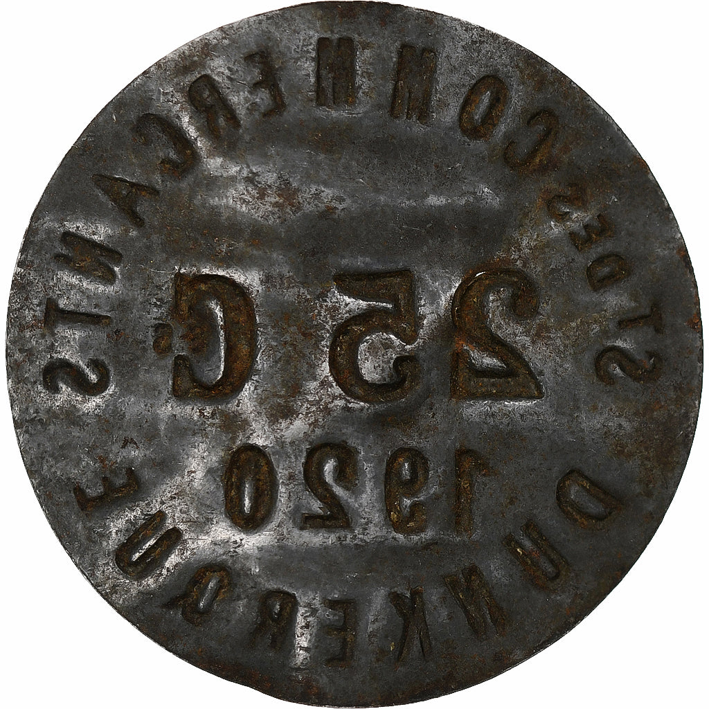 France, Société des Commerçants - Dunkerque, 25 Centimes, 1920, TTB, Iron