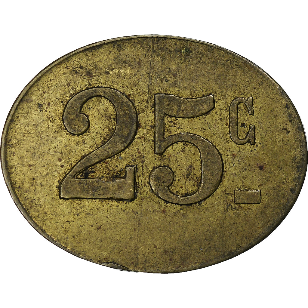 France, ., 25 Centimes, TTB+, Laiton