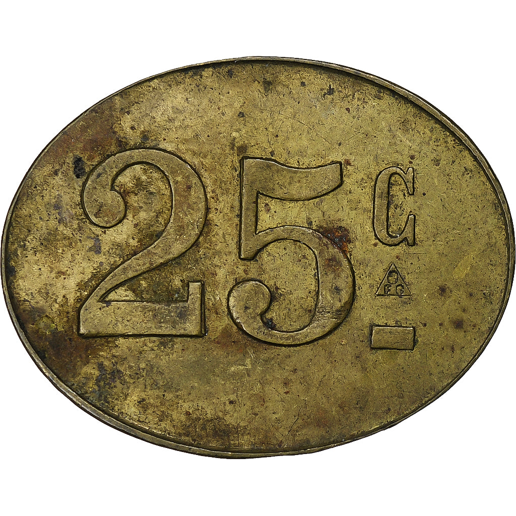 France, ., 25 Centimes, TTB+, Laiton
