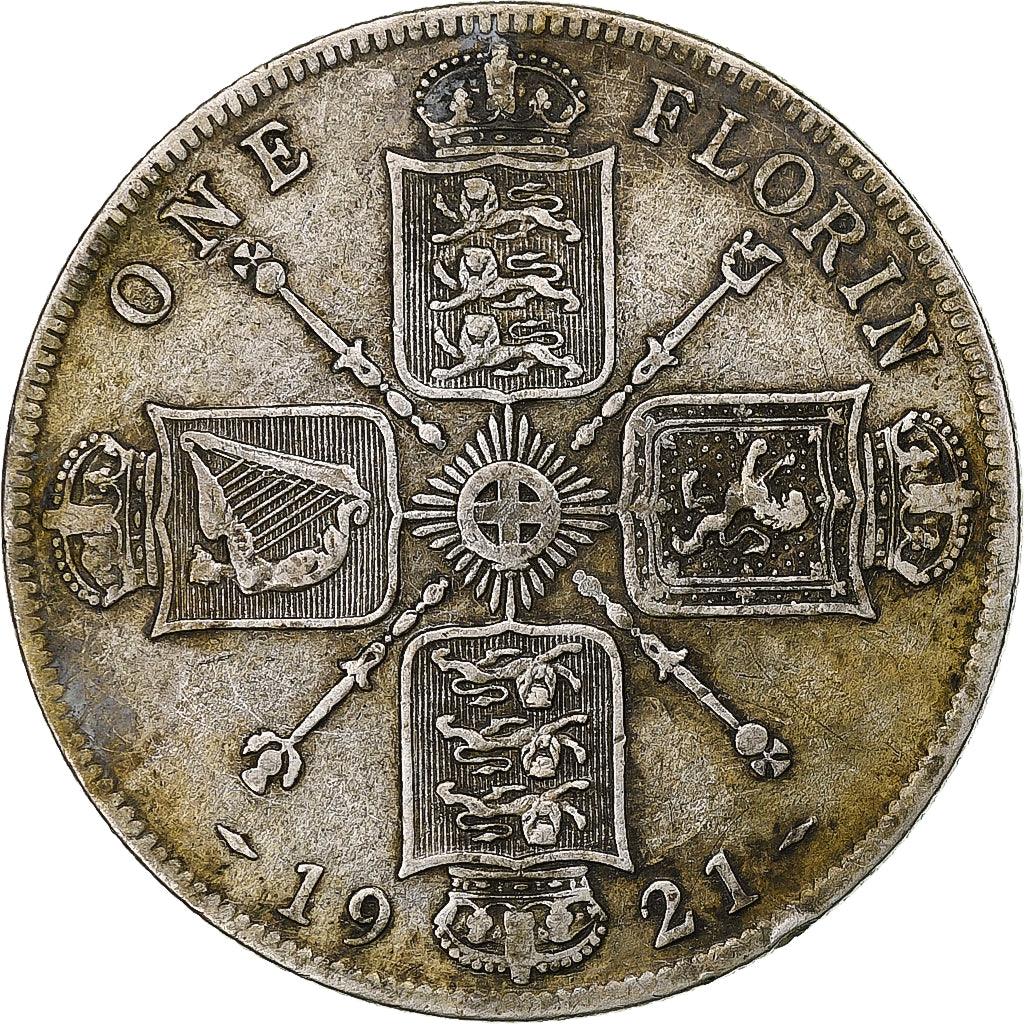 Great Britain, George V, Florin, Two Shillings, 1921, London, Silver, EF(40-45)