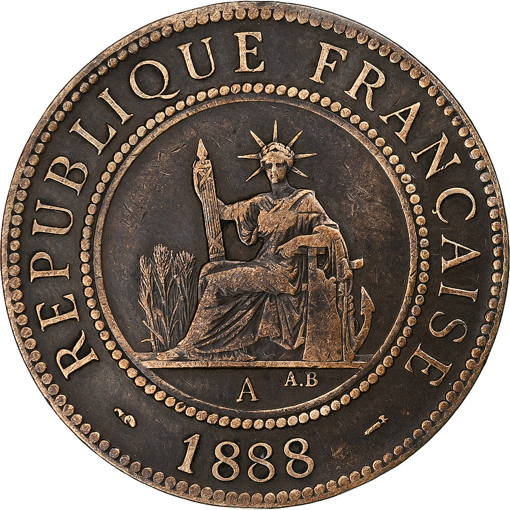 FRENCH INDO-CHINA, 1 Centième, 1888, Paris, Bronze, EF(40-45)