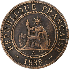FRENCH INDO-CHINA, 1 Centième, 1888, Paris, Bronze, EF(40-45)