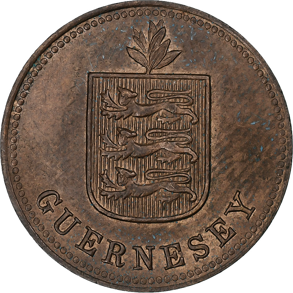 Guernsey, 2 Doubles, 1914, Bronze, AU(55-58)