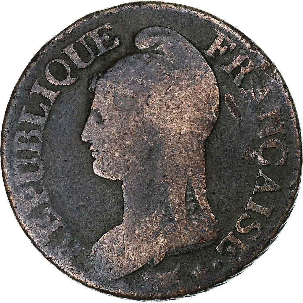 Francia, 5 Centimes, Dupré, AN 5, Strasbourg, Bronce, BC, Gadoury:126