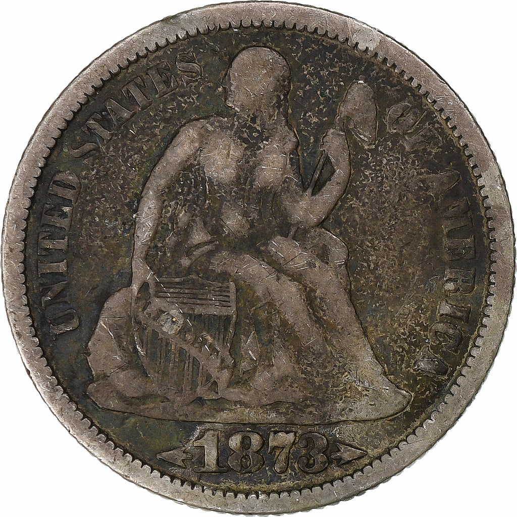 United States, Dime, Seated Liberty, 1873, Philadelphia, Silver, VF(20-25)