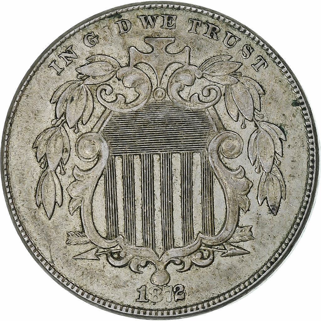 United States, 5 Cents, Shield Nickel, 1872, Philadelphia, Copper-nickel