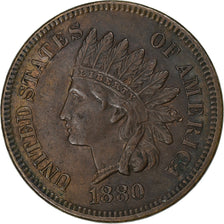 United States, 1 Cent, Indian Head, 1880, Philadelphia, Bronze, AU(50-53)