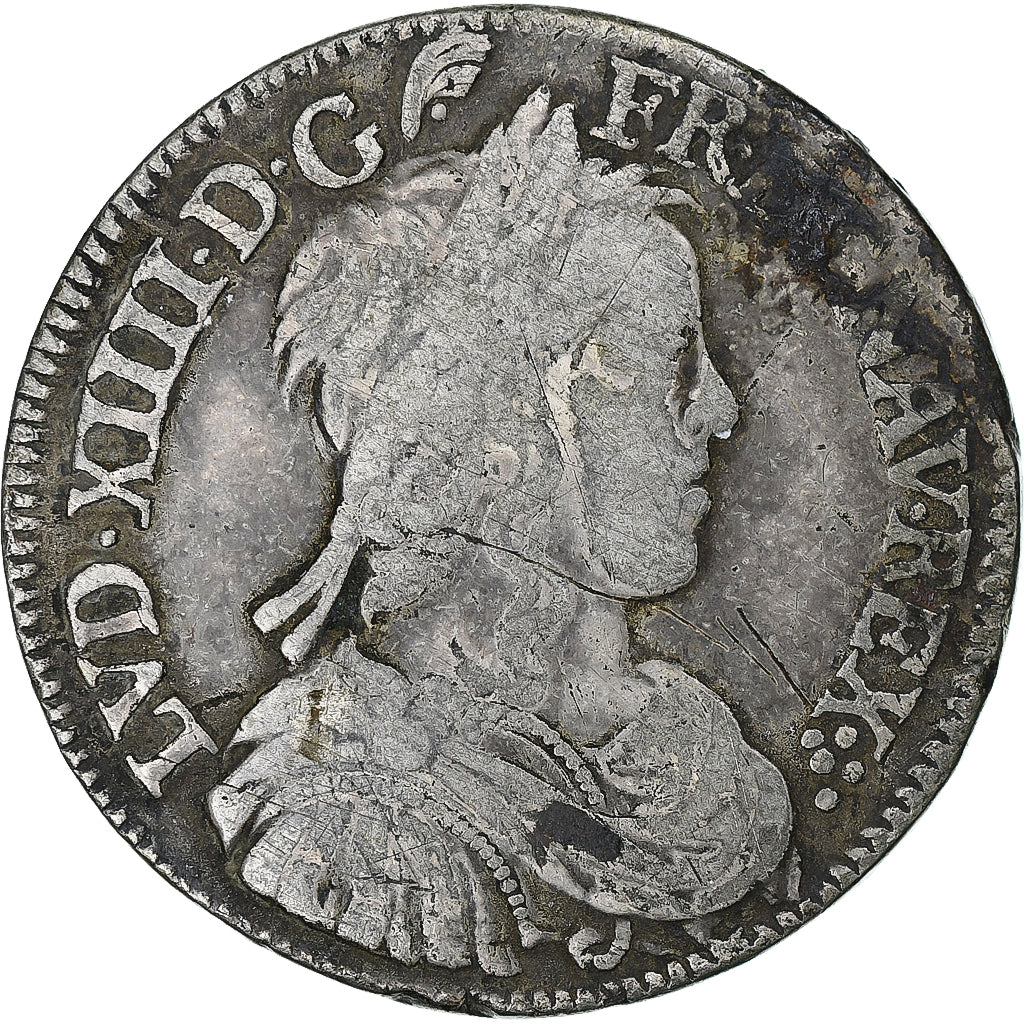 France, Louis XIV, 1/2 Écu à la mèche longue, 1655, Angers, Argent, TB