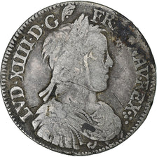 France, Louis XIV, 1/2 Écu à la mèche longue, 1655, Angers, Argent, TB