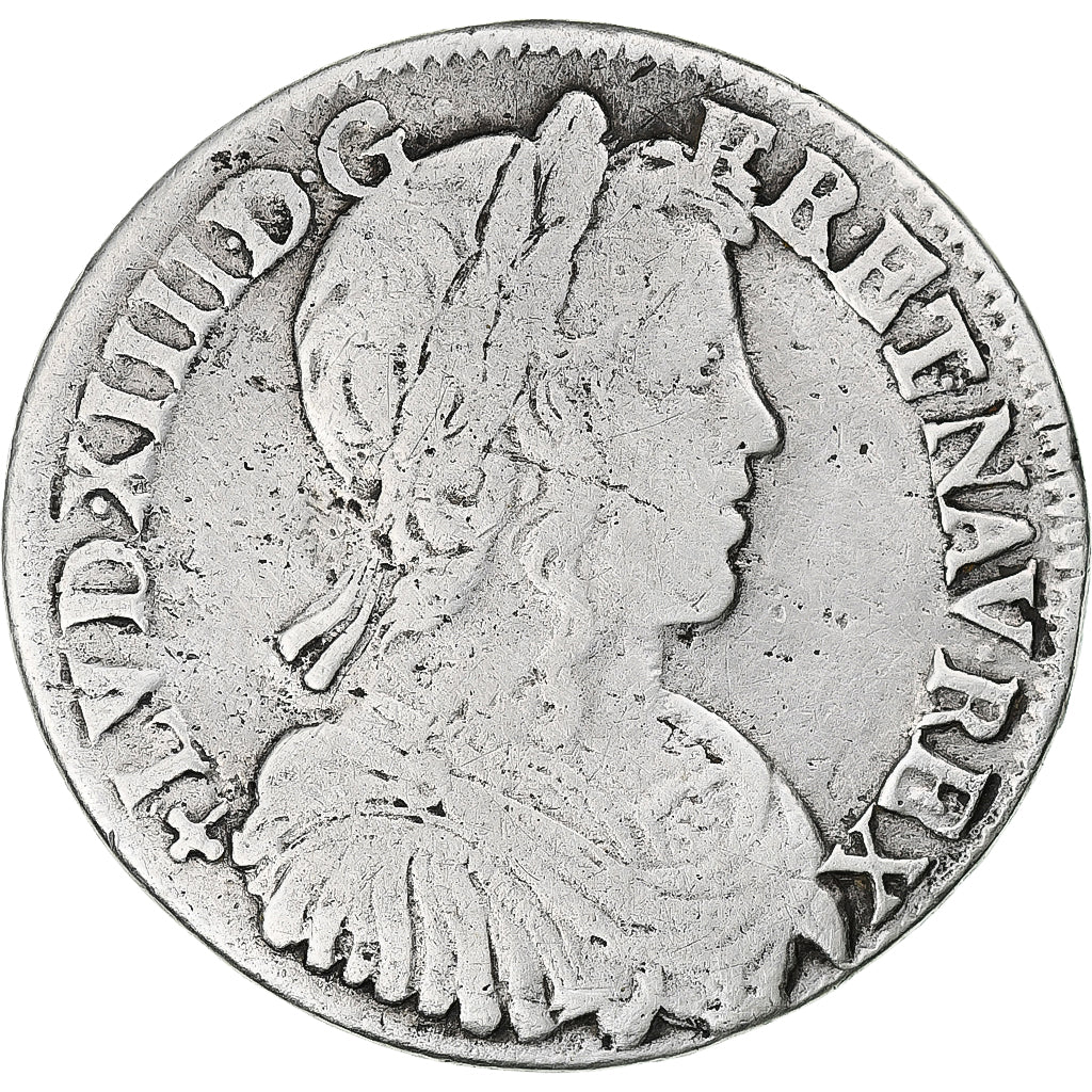 Frankrijk, Louis XIV, 1/2 Écu à la mèche longue, 1655, Rennes, Zilver, ZG+