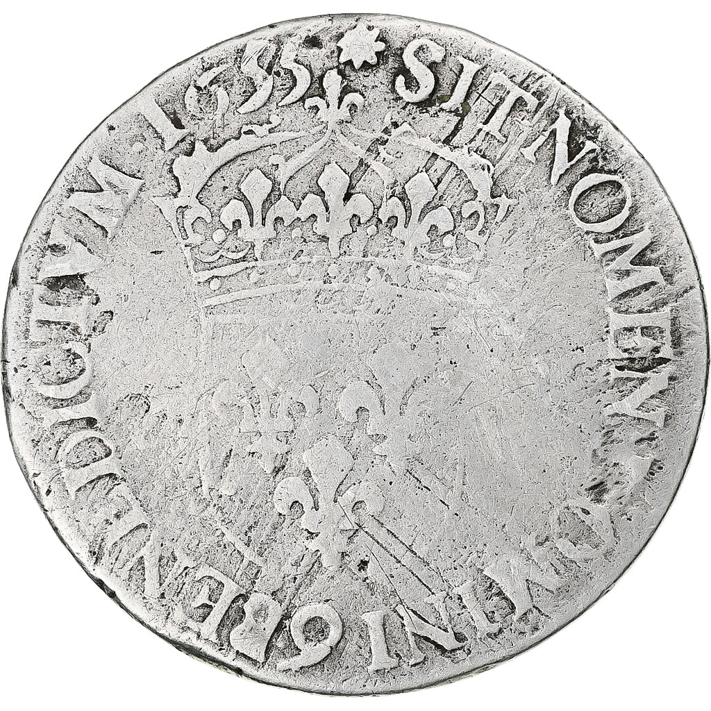 Frankrijk, Louis XIV, 1/2 Écu à la mèche longue, 1655, Rennes, Zilver, ZG+