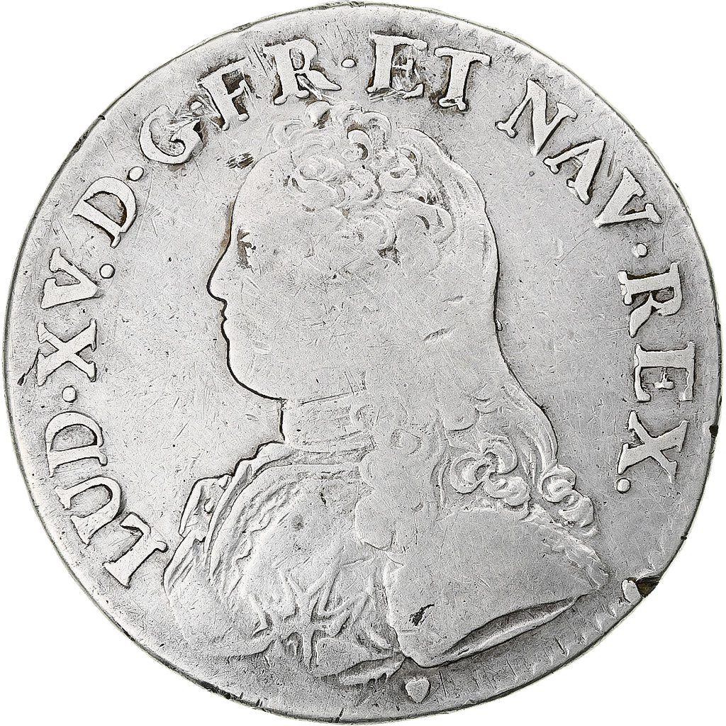France, Louis XV, Ecu aux branches d'olivier, 1740, Tours, Silver, VF(30-35)