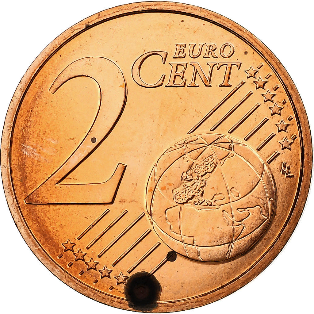 France, 2 Euro Cent, BU, 2002, MDP, Copper Plated Steel, MS(65-70), KM:1283