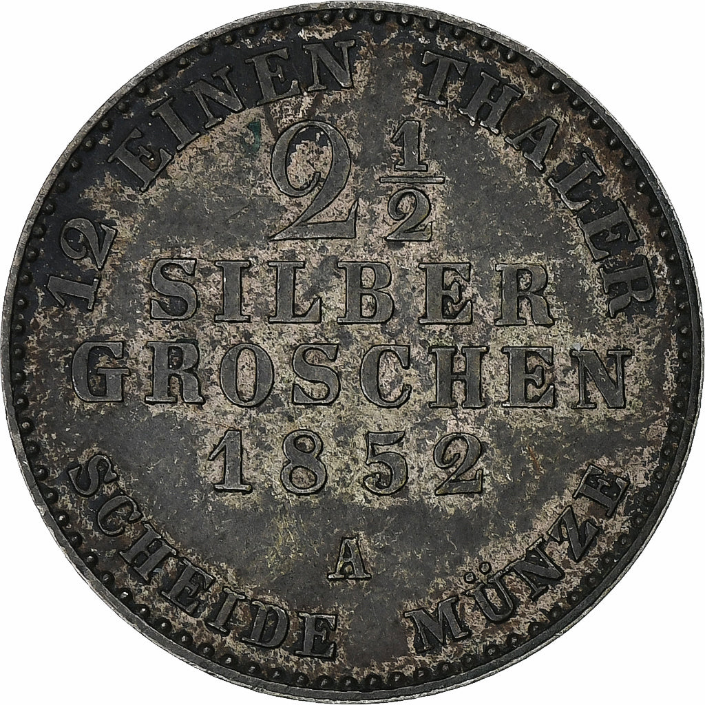Germania, PRUSSIA, Friedrich Wilhelm IV, 2-1/2 Silber Groschen, 1852, Berlin