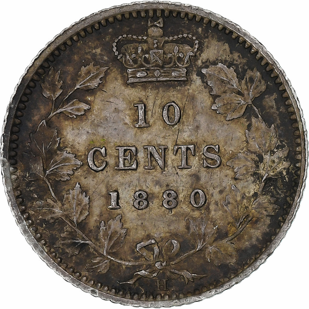 Canada, Victoria, 10 Cents, 1880, Heaton, Silver, AU(50-53), KM:3