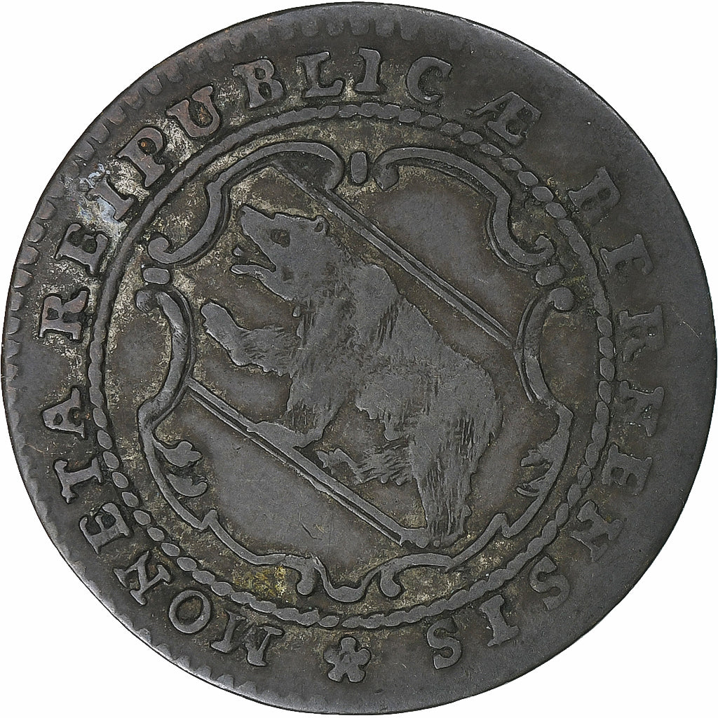 Switzerland, Ville de Berne, 1/2 Batzen, 1796, Bern, Billon, EF(40-45), KM:91