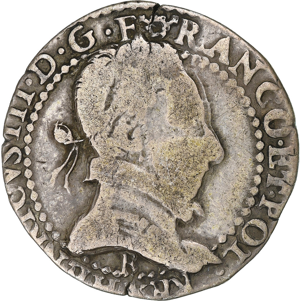 France, Henri III, 1/2 Franc au col plat, 1587, Rouen, Contemporary forgery