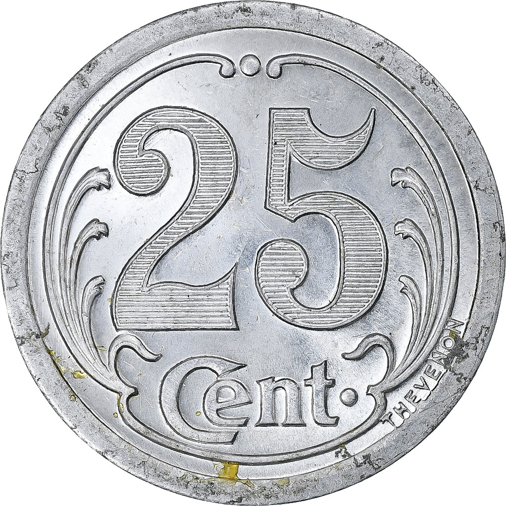 France, Union des Commerçants de La Réole, 25 Centimes, 1922, Aluminium