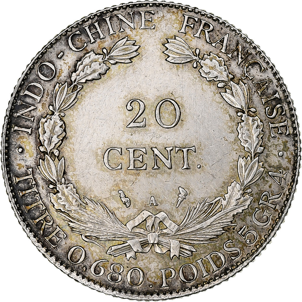 INDOCINA FRANCESE, 20 Cent, 1930, Paris, Argento, BB+