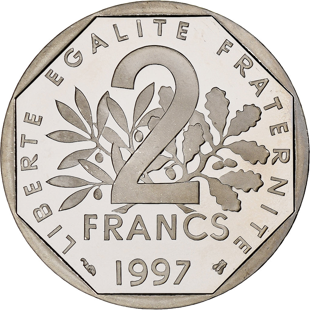 France, 2 Francs, Semeuse, 1997, Paris, Proof, Nickel, MS(65-70), Gadoury:547b